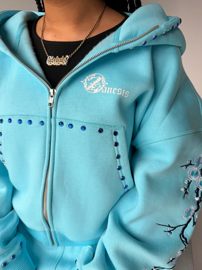Concrete blossom sweat suit ( Blue )