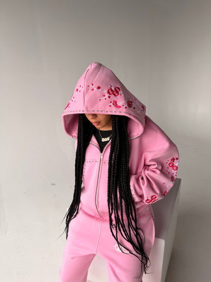 Concrete blossom sweat suit ( pink )