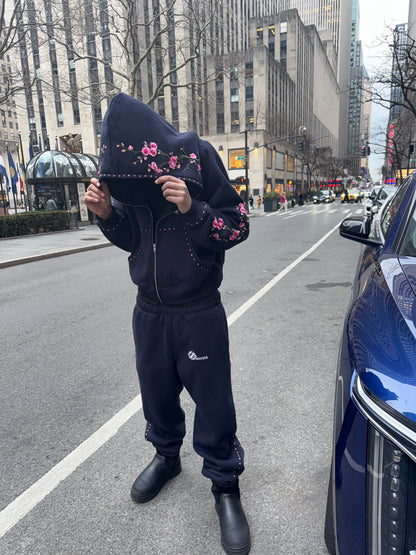 Concrete blossom sweat suit ( Navy )