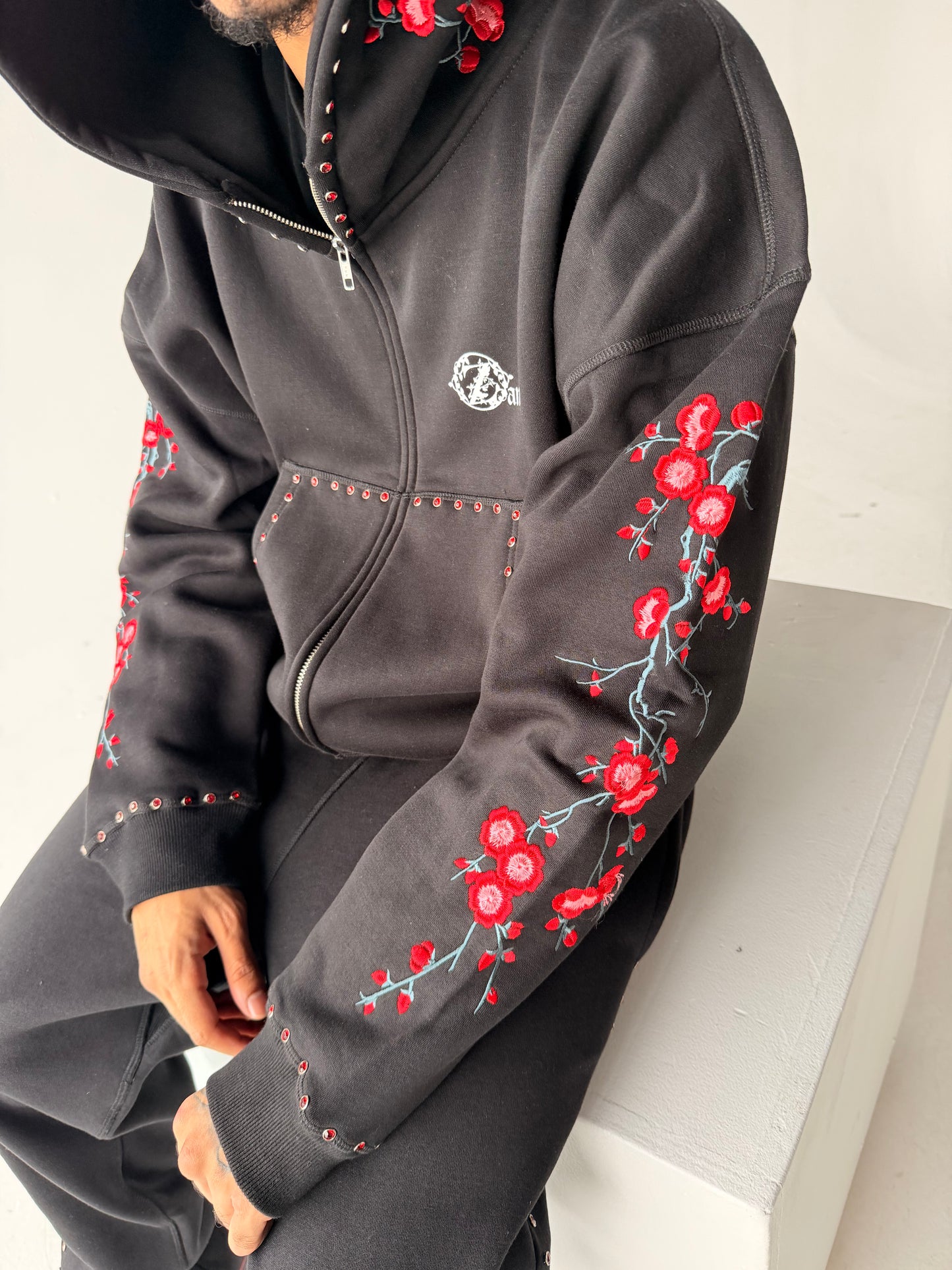 Concrete blossom sweat suit ( Black & Red )