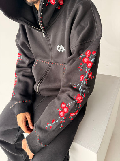 Concrete blossom sweat suit ( Black & Red )