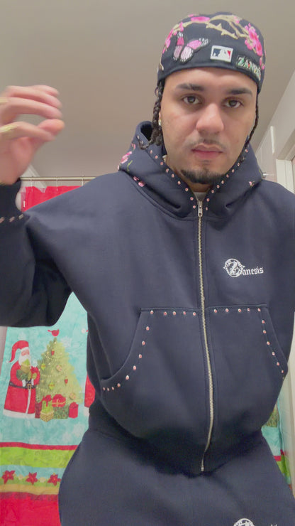Concrete blossom sweat suit ( Navy )