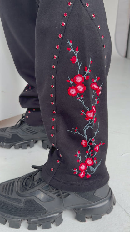 Concrete blossom sweat suit ( Black & Red )