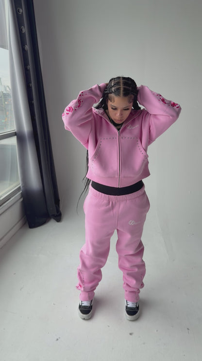 Concrete blossom sweat suit ( pink )