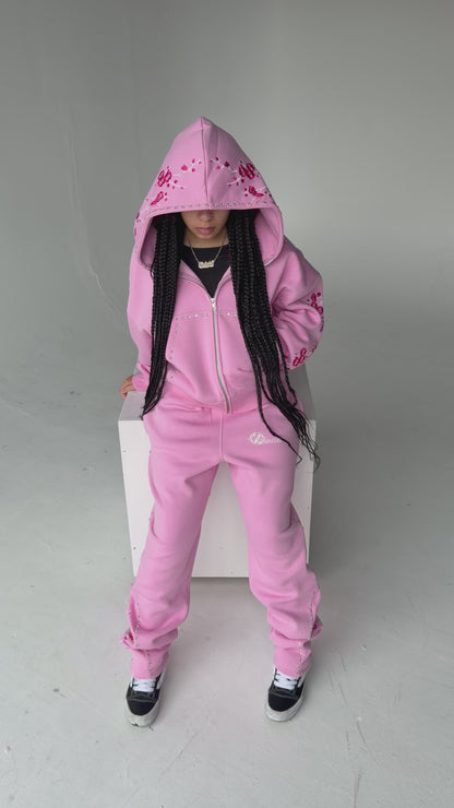 Concrete blossom sweat suit ( pink )
