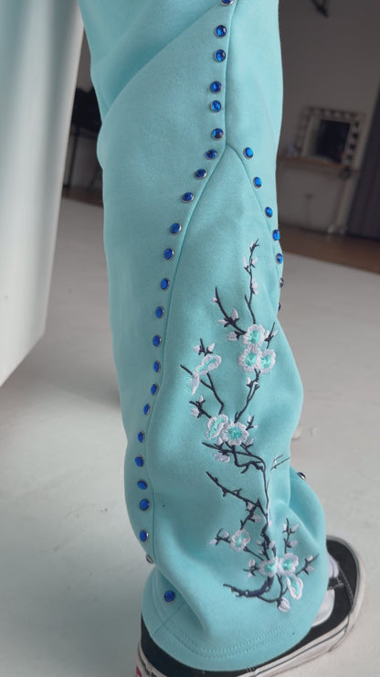 Concrete blossom sweat suit ( Blue )